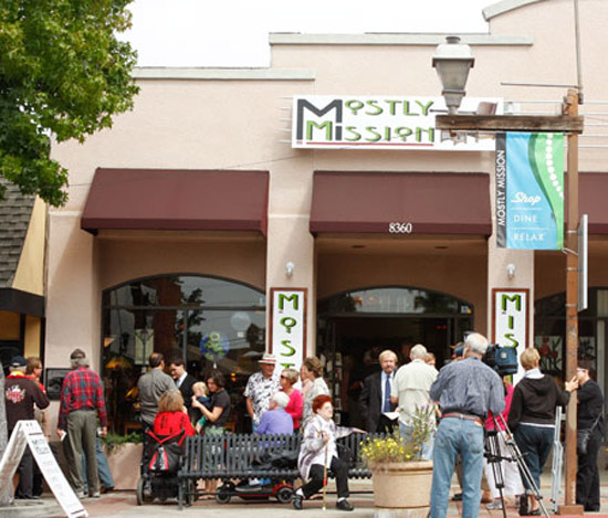 The Crowd in front of Mostly Mission in downtown La Mesa